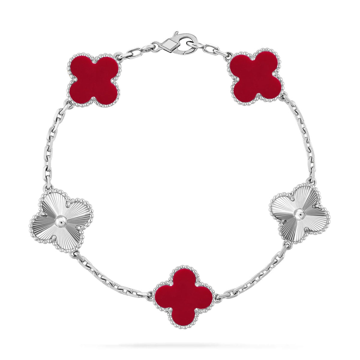 [Eterna Jewels] CLOVER 5 MOTIF RED CORNELIAN BRACELET COLLECTION