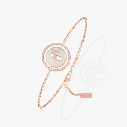 [Eterna Jewels]LUCKY MOVE WHITE MOTHER OF PEARL PINK GOLD DIAMOND BRACELET