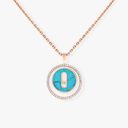 [Eterna Jewels]LUCKY MOVE 1 DIAMOND TURQUOISE PINK GOLD DIAMOND NECKLACE