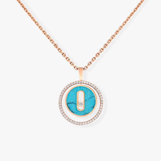 [Eterna Jewels]LUCKY MOVE 1 DIAMOND TURQUOISE PINK GOLD DIAMOND NECKLACE