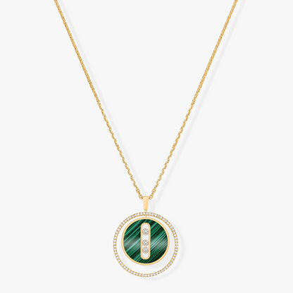 [Eterna Jewels]LUCKY MOVE 3 DIAMOND MALACHITE GOLD DIAMOND NECKLACE