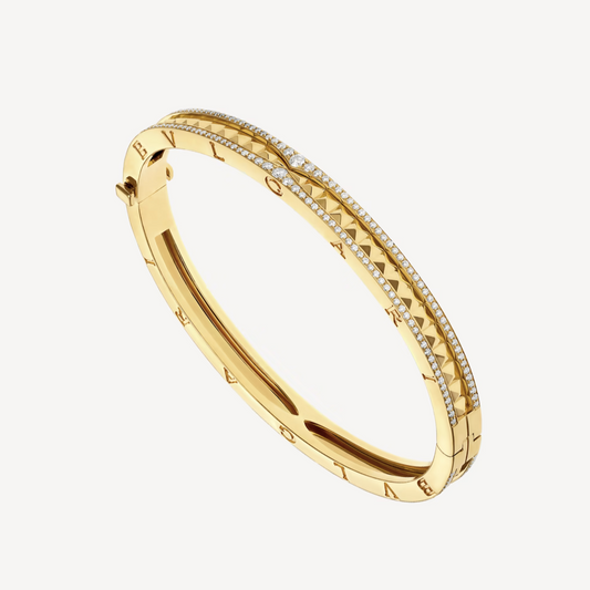[Eterna Jewels]ZERO 1 SPIRAL AND PAVED DIAMOND GOLD BRACELET