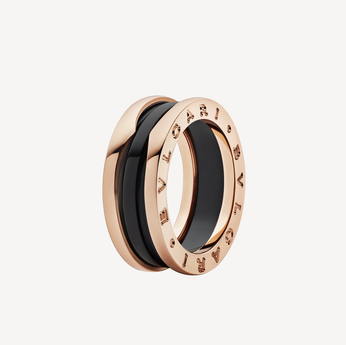 [Eterna Jewels]ZERO 1 TWO-BAND LOOPS AND BLACK CERAMIC PINK GOLD RING