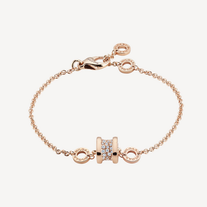 [Eterna Jewels]ZERO 1 SOFT PINK GOLD WITH PAVED DIAMONDS ON THE SPIRAL BRACELET