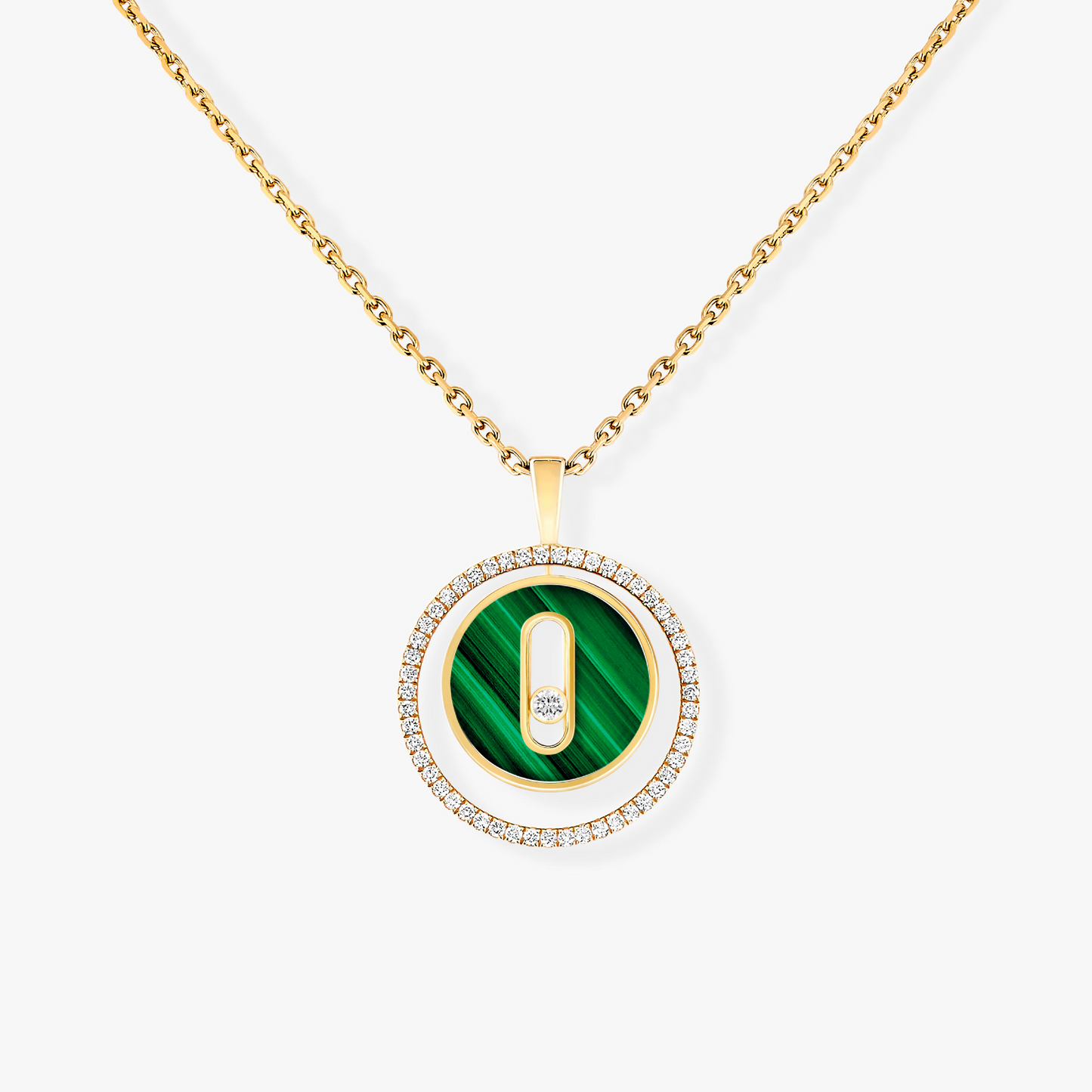 [Eterna Jewels]LUCKY MOVE 1 DIAMOND MALACHITE GOLD DIAMOND NECKLACE