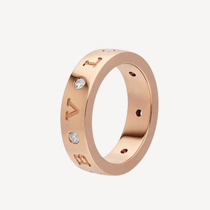[Eterna Jewels]ZERO 1 ESSENTIAL PINK GOLD BAND WITH DIAMONDS RING