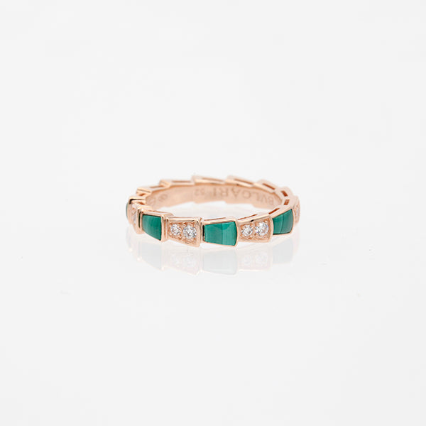 [Eterna Jewels]SERPENTI RING PINK GOLD MALACHITE DIAMOND 3MM