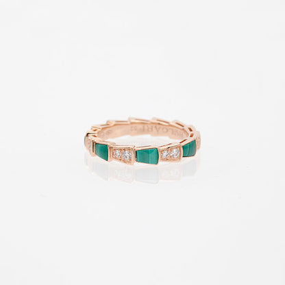 [Eterna Jewels]SERPENTI RING PINK GOLD MALACHITE DIAMOND 3MM