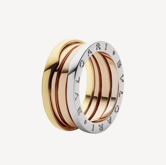 [Eterna Jewels]ZERO 1 THREE-BAND ROSE WHITE AND YELLOW RING