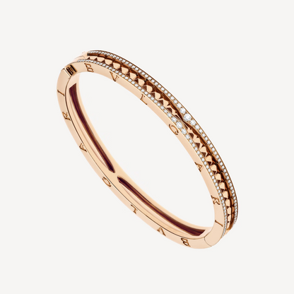 [Eterna Jewels]ZERO 1 SPIRAL AND PAVED DIAMOND PINK GOLD BRACELET