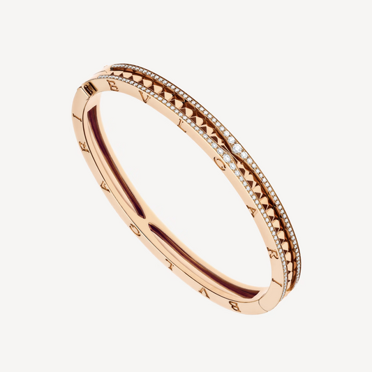 [Eterna Jewels]ZERO 1 SPIRAL AND PAVED DIAMOND PINK GOLD BRACELET