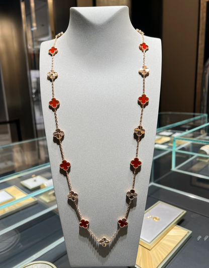 [Eterna Jewels]CLOVER 20 MOTIFS LASER CARNELIAN NECKLACE