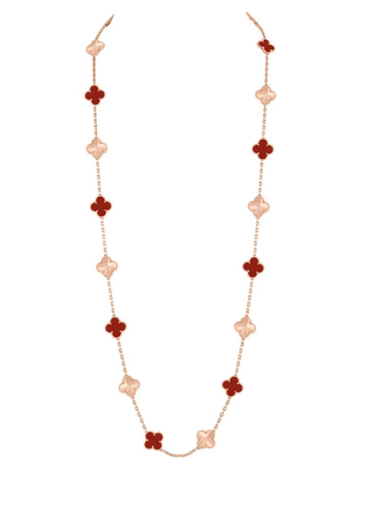 [Eterna Jewels]CLOVER 20 MOTIFS LASER CARNELIAN NECKLACE