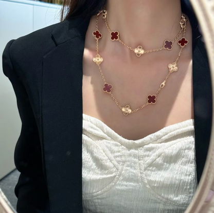 [Eterna Jewels]CLOVER 20 MOTIFS LASER CARNELIAN NECKLACE