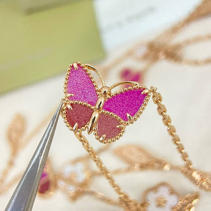 [Eterna Jewels]ROSE QUARTZ MIXED FLOWER BUTTERFLY SWEATER CHAIN