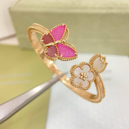 [Eterna Jewels]ROSE QUARTZ THREE‑IN‑ONE BUTTERFLY BRACELET