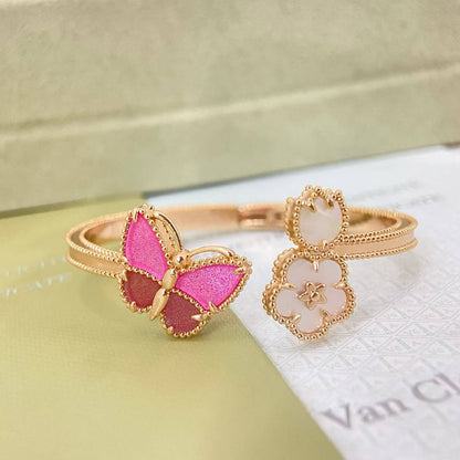 [Eterna Jewels]ROSE QUARTZ THREE‑IN‑ONE BUTTERFLY BRACELET