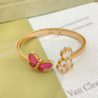 [Eterna Jewels]ROSE QUARTZ THREE‑IN‑ONE BUTTERFLY BRACELET