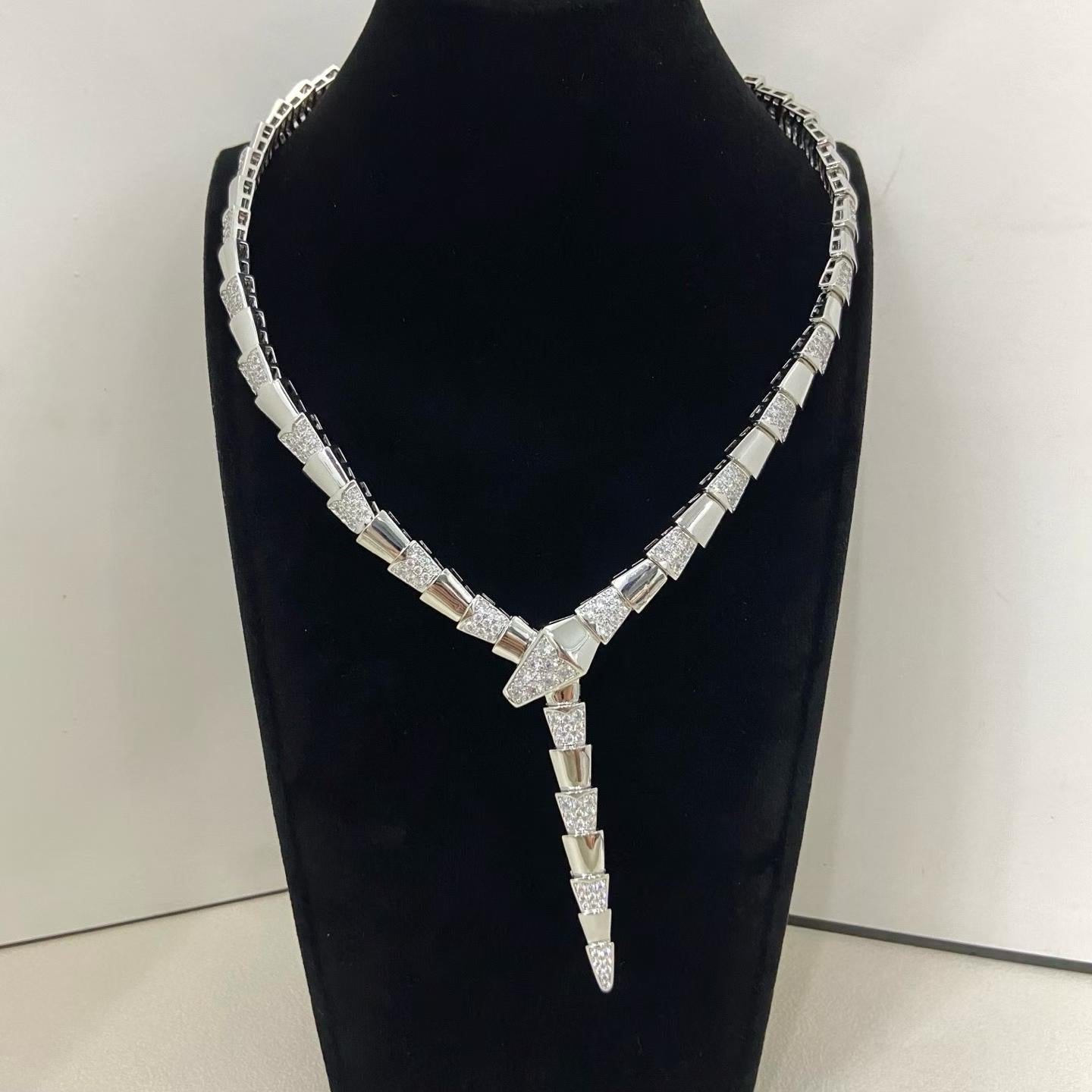 [Eterna Jewels]NEW WIDE BAND INLAID DIAMOND SNAKE NECKLACE