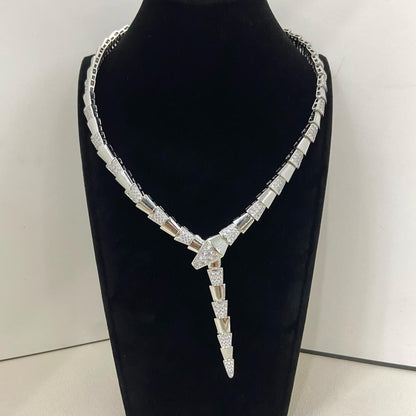 [Eterna Jewels]NEW WIDE BAND INLAID DIAMOND SNAKE NECKLACE