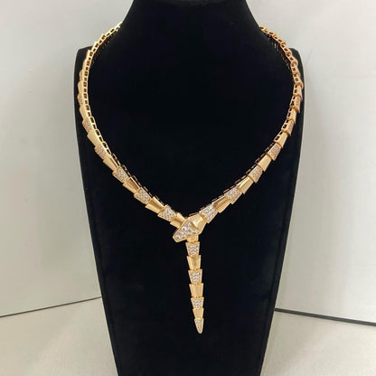 [Eterna Jewels]NEW WIDE BAND INLAID DIAMOND SNAKE NECKLACE