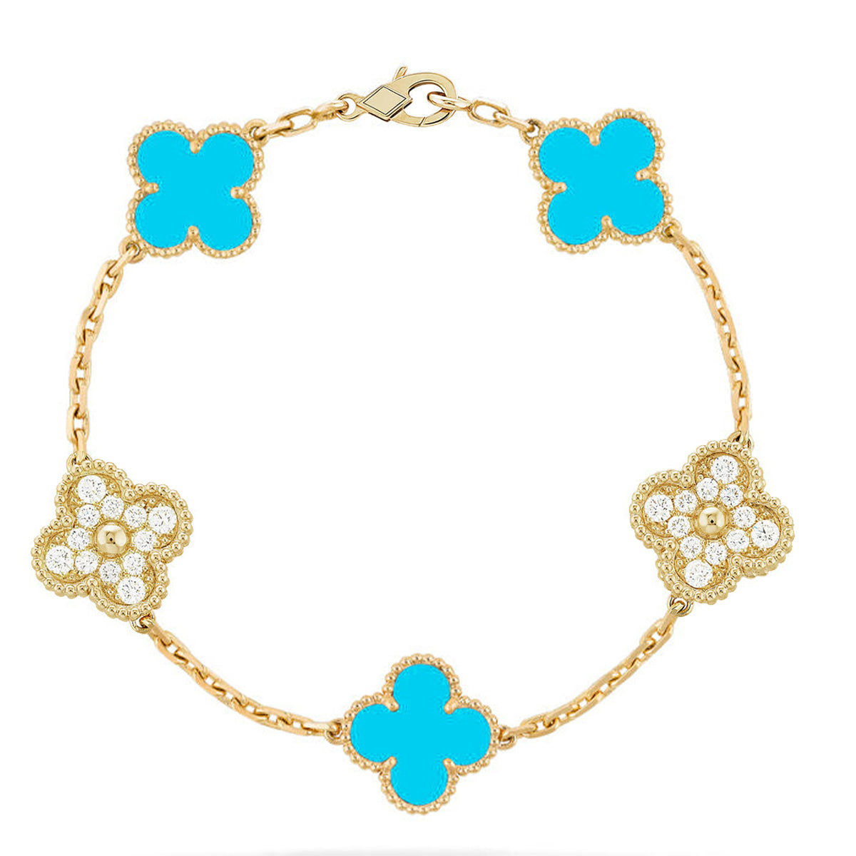 [Eterna Jewels] CLOVER 5 MOTIF TURQUOISE BRACELET COLLECTION
