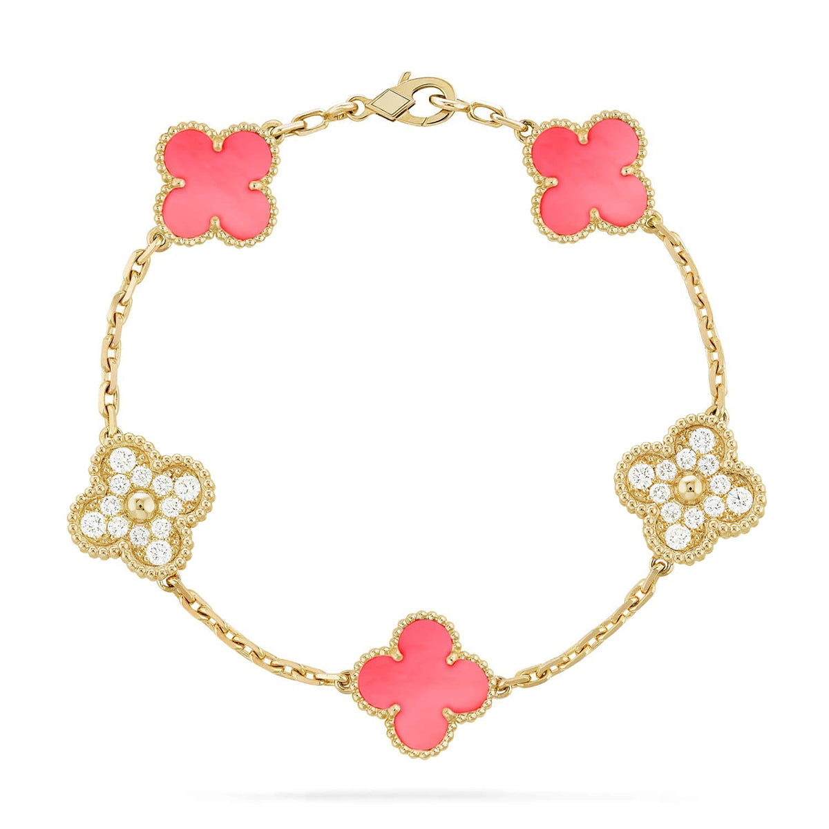 [Eterna Jewels] CLOVER 5 MOTIFS  PINK MOP BRACELET COLLECTION