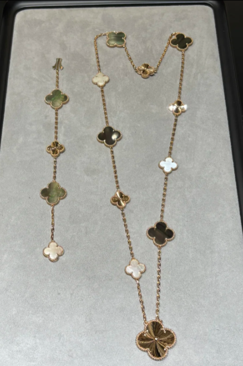 [Eterna Jewels]DETACHABLE CLOVER 15(11+4) FLOWER SILVER NECKLACE SET