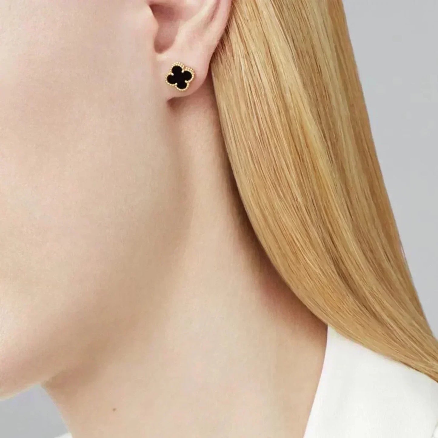 [Eterna Jewels]CLOVER MINI 9.5MM BLACK MOP EARRINGS