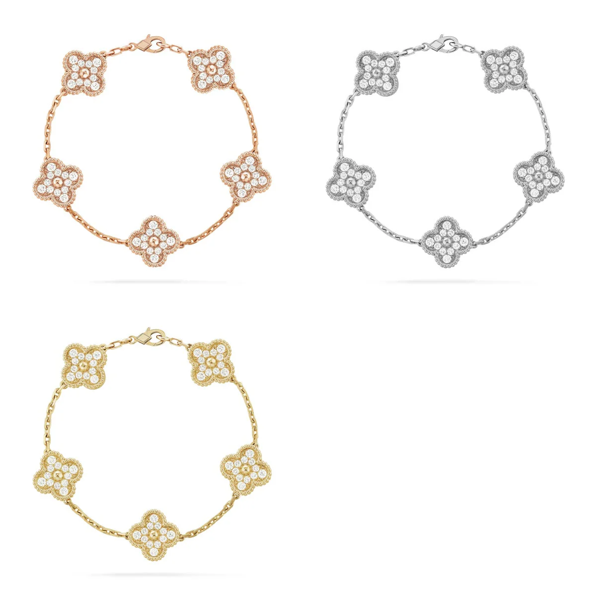 [Eterna  Jewelry] CLOVER 5 MOTIF FULL DIAMOND BRACELET COLLECTION