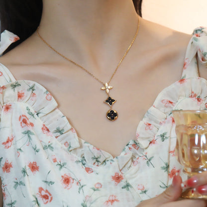 [Eterna Jewels]STAR AND SUN ONYX PINK GOLD NECKLACE
