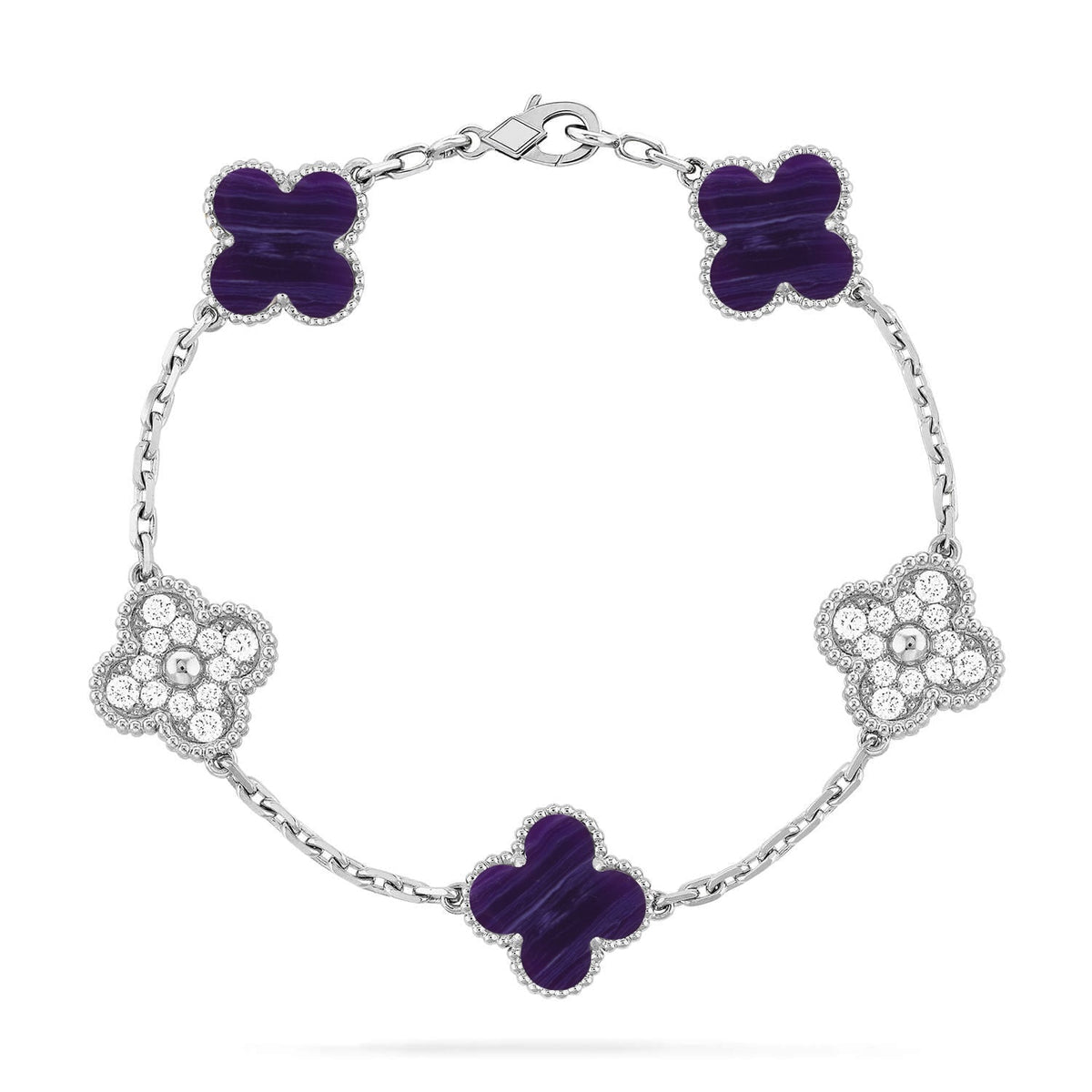 [Eterna Jewels]CLOVER 5 MOTIF PURPLE STRIPES BRACELET COLLECTION