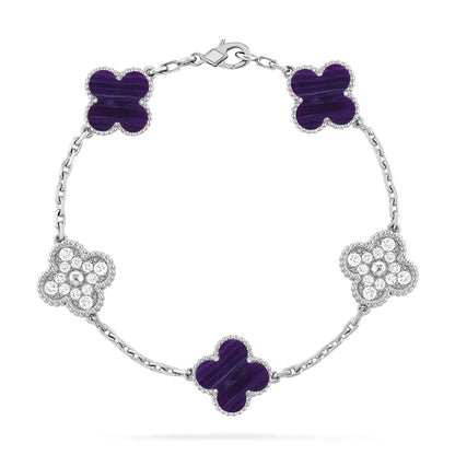 [Eterna Jewels]CLOVER 5 MOTIF PURPLE STRIPES BRACELET COLLECTION