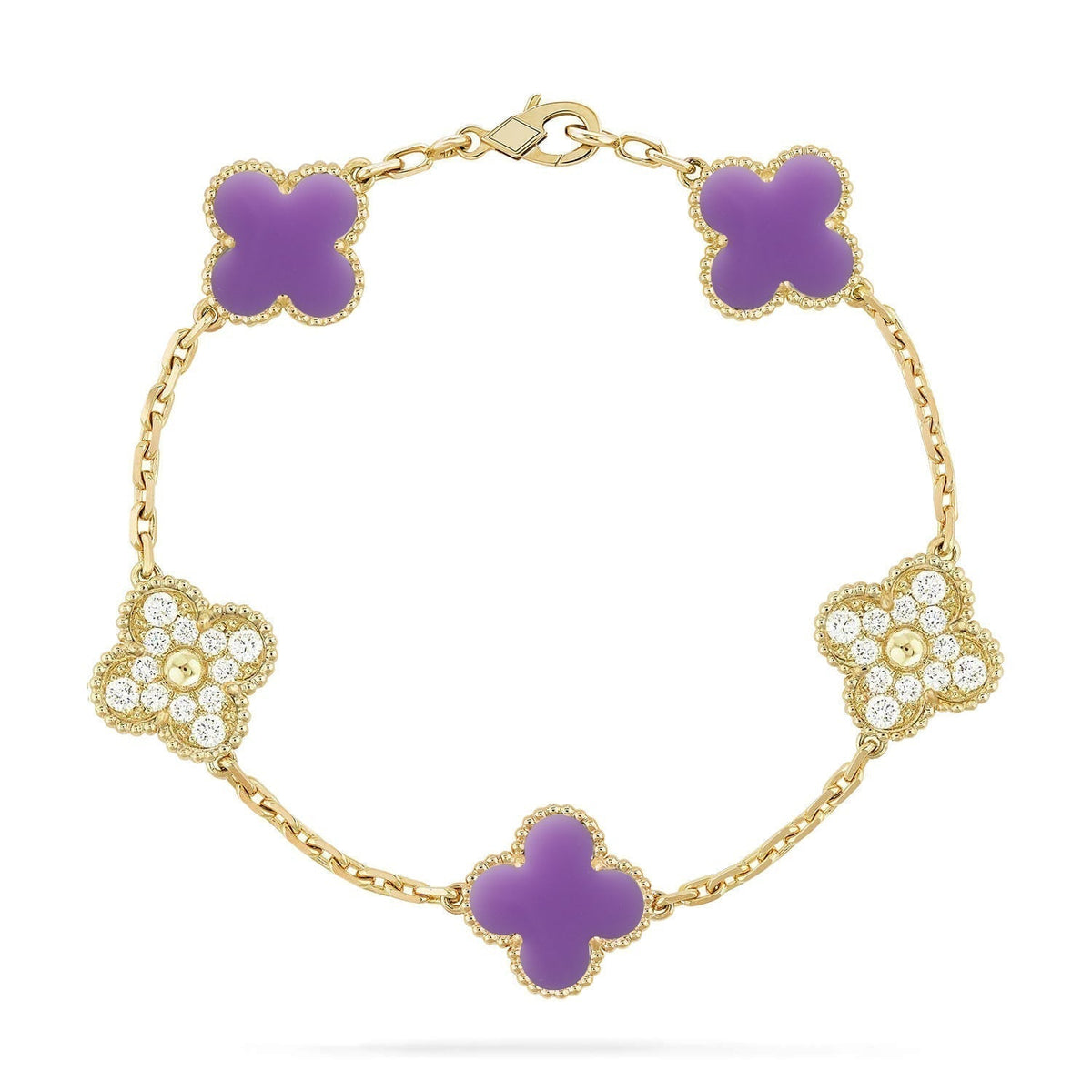 [Eterna Jewels]CLOVER 5 MOTIF LIGHT PURPLE BRACELET COLLECTION