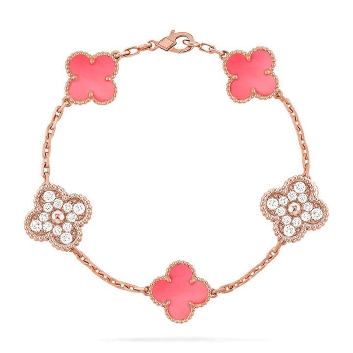 [Eterna Jewels] CLOVER 5 MOTIFS  PINK MOP BRACELET COLLECTION