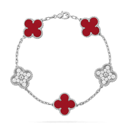 [Eterna Jewels] CLOVER 5 MOTIF RED CORNELIAN BRACELET COLLECTION