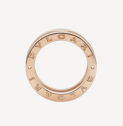 [Eterna Jewels]ZERO 1 TWO-BAND LOOPS AND WHITE CERAMIC SPIRAL PINK GOLD RING