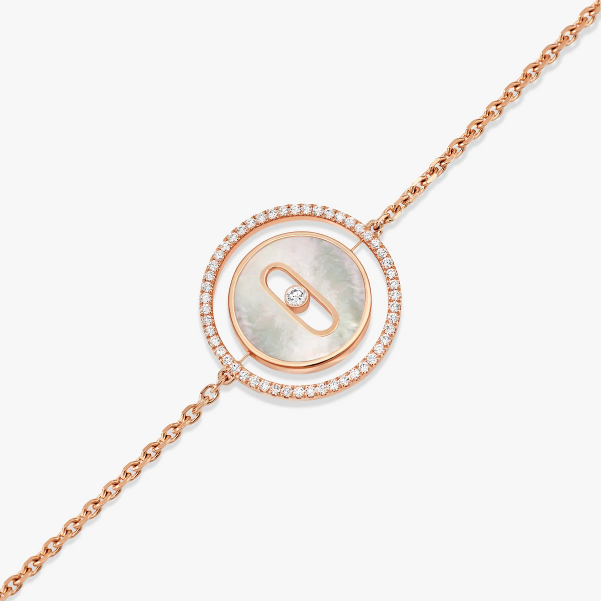 [Eterna Jewels]LUCKY MOVE WHITE MOTHER OF PEARL PINK GOLD DIAMOND BRACELET