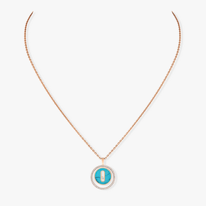[Eterna Jewels]LUCKY MOVE 1 DIAMOND TURQUOISE PINK GOLD DIAMOND NECKLACE