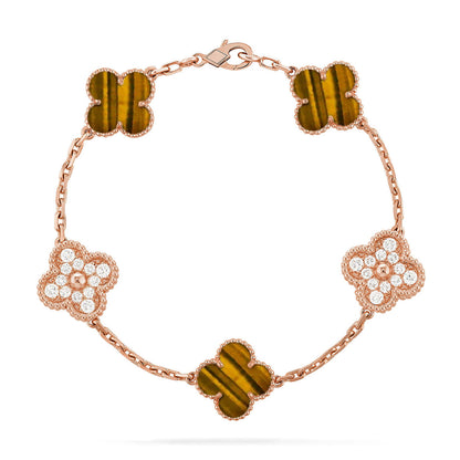 [Eterna Jewels] CLOVER 5 MOTIFS TIGER EYE BRACELET COLLECTION