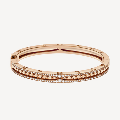 [Eterna Jewels]ZERO 1 SPIRAL AND PAVED DIAMOND PINK GOLD BRACELET