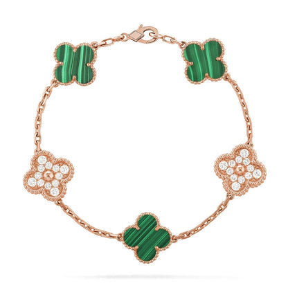 [Eterna Jewels] CLOVER 5 MOTIF MALACHITE BRACELET COLLECTION