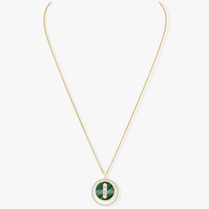 [Eterna Jewels]LUCKY MOVE 3 DIAMOND MALACHITE GOLD DIAMOND NECKLACE