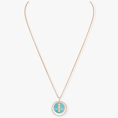 [Eterna Jewels]LUCKY MOVE 3 DIAMONDS TURQUOISE PINK GOLD DIAMOND NECKLACE