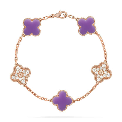 [Eterna Jewels]CLOVER 5 MOTIF LIGHT PURPLE BRACELET COLLECTION