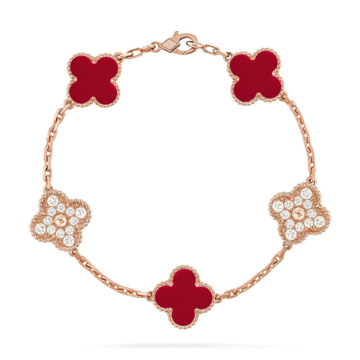[Eterna Jewels] CLOVER 5 MOTIF RED CORNELIAN BRACELET COLLECTION