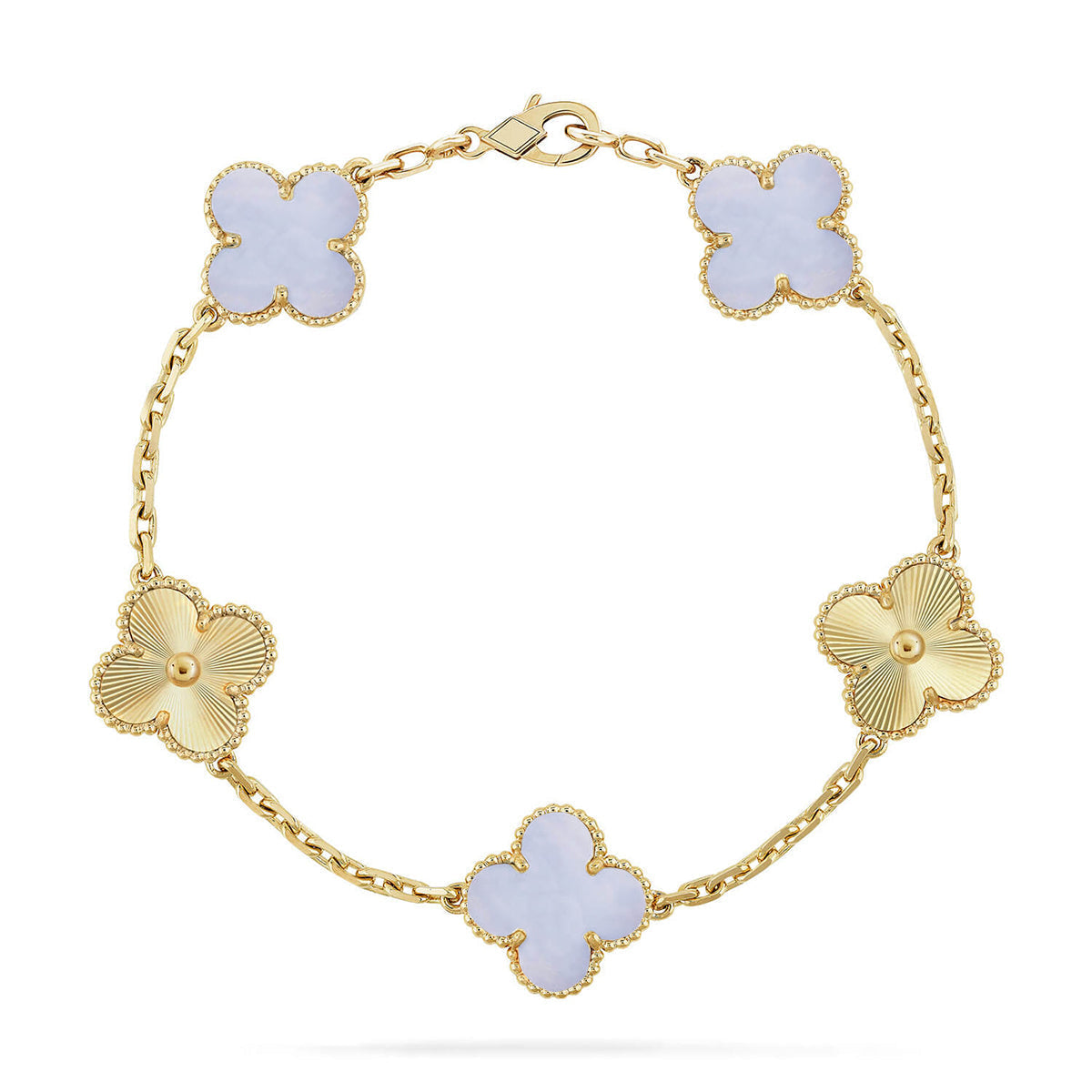 [Eterna Jewels] CLOVER 5 MOTIF PURPLE CHALCEDONY BRACELET COLLECTION