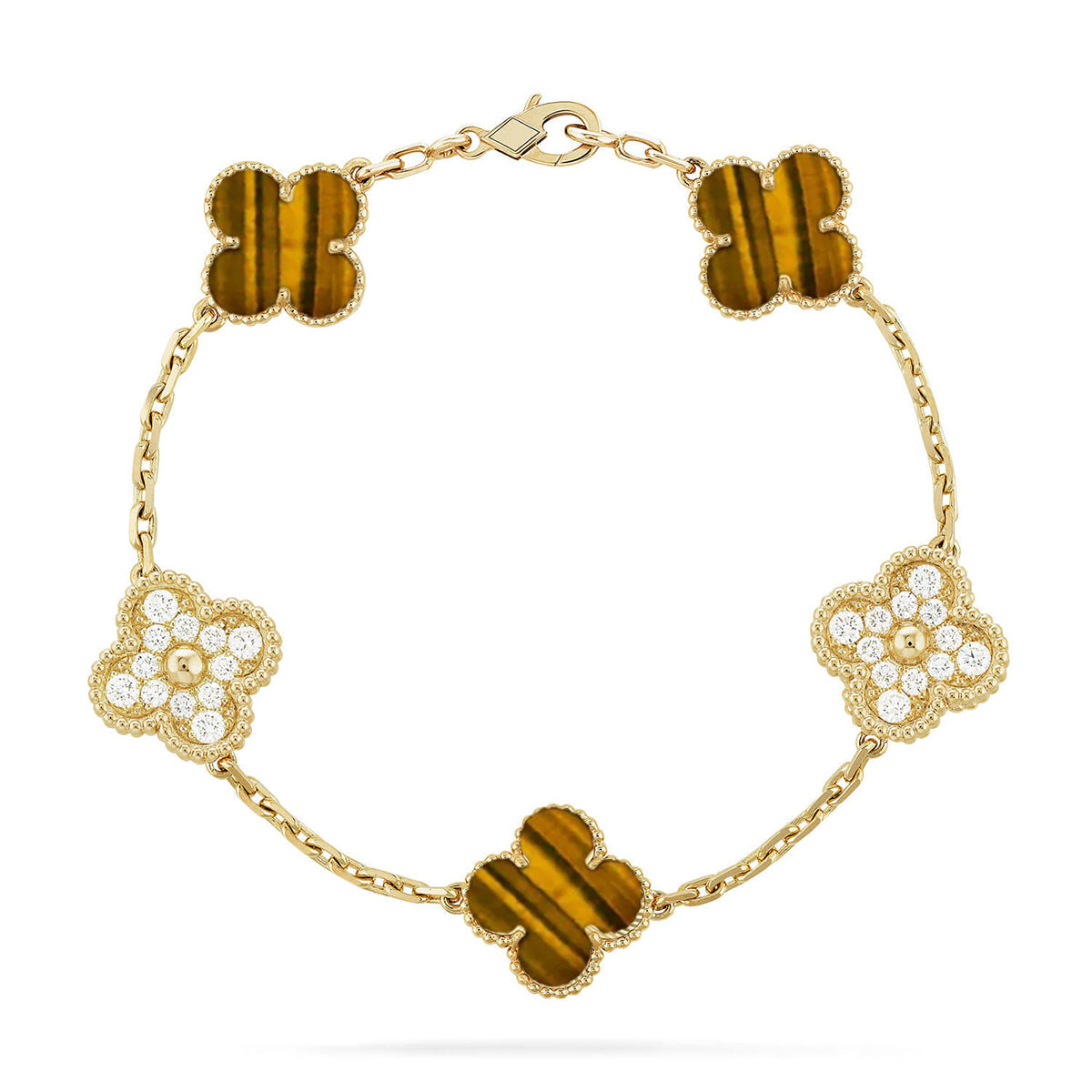 [Eterna Jewels] CLOVER 5 MOTIFS TIGER EYE BRACELET COLLECTION