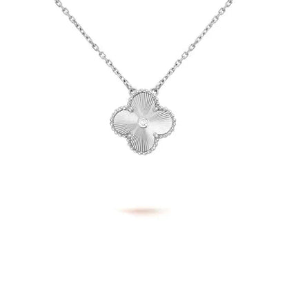 [Eterna Jewels]CLOVER  15MM DIAMOND LASER NECKLACE SILVER