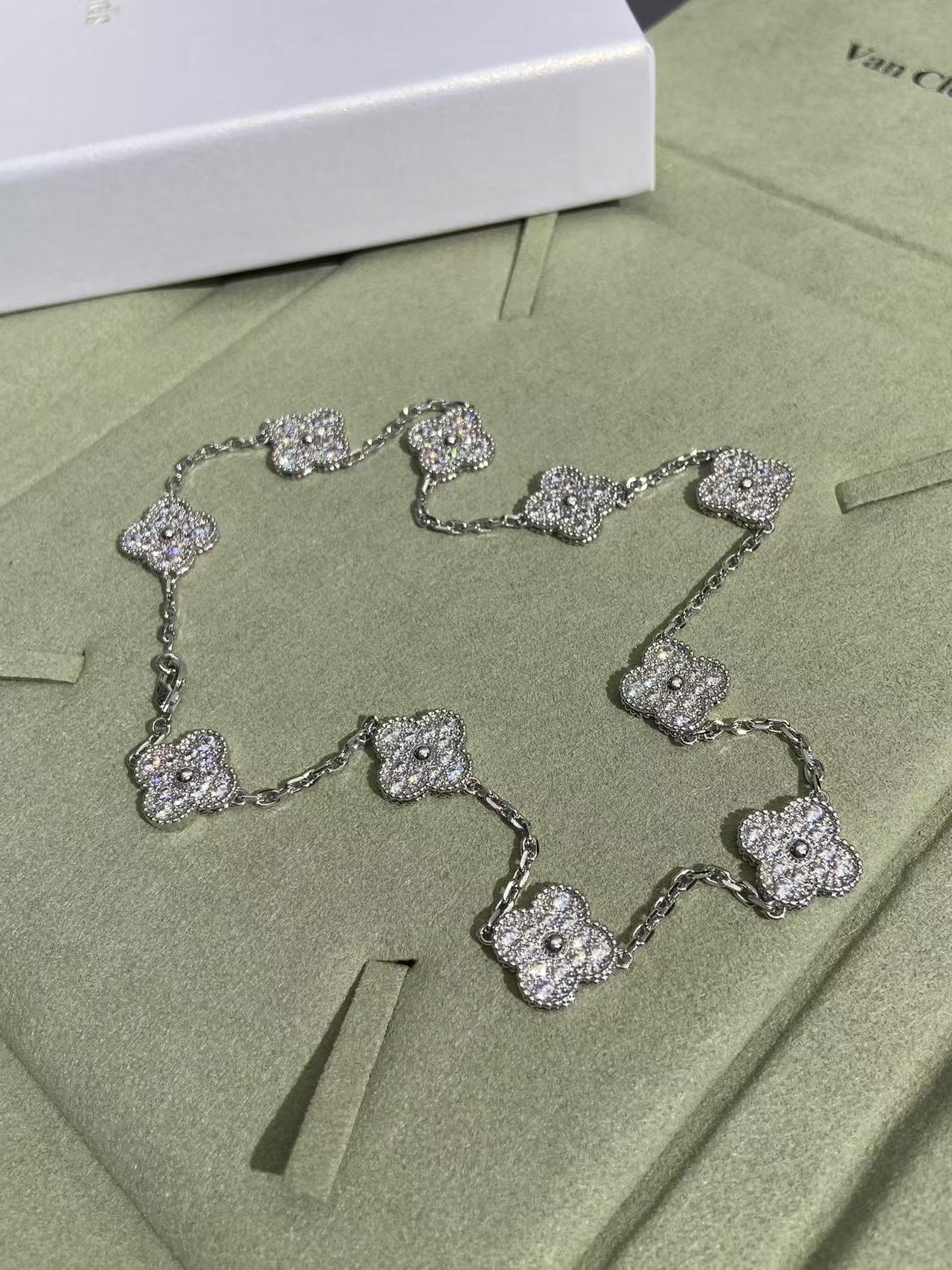 [Eterna Jewels]CLOVER 10 MOTIFS  FULL DIAMOND NECKLACE